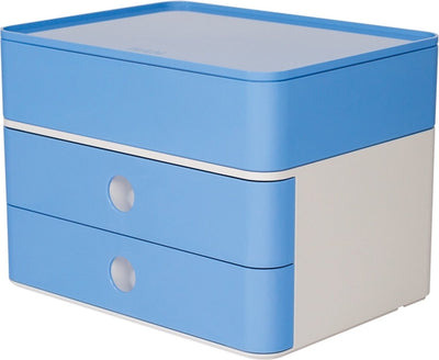 Han smart-box plus - allison - 2 tiroirs + boîte - blanc bleu clair - ha-1100-84