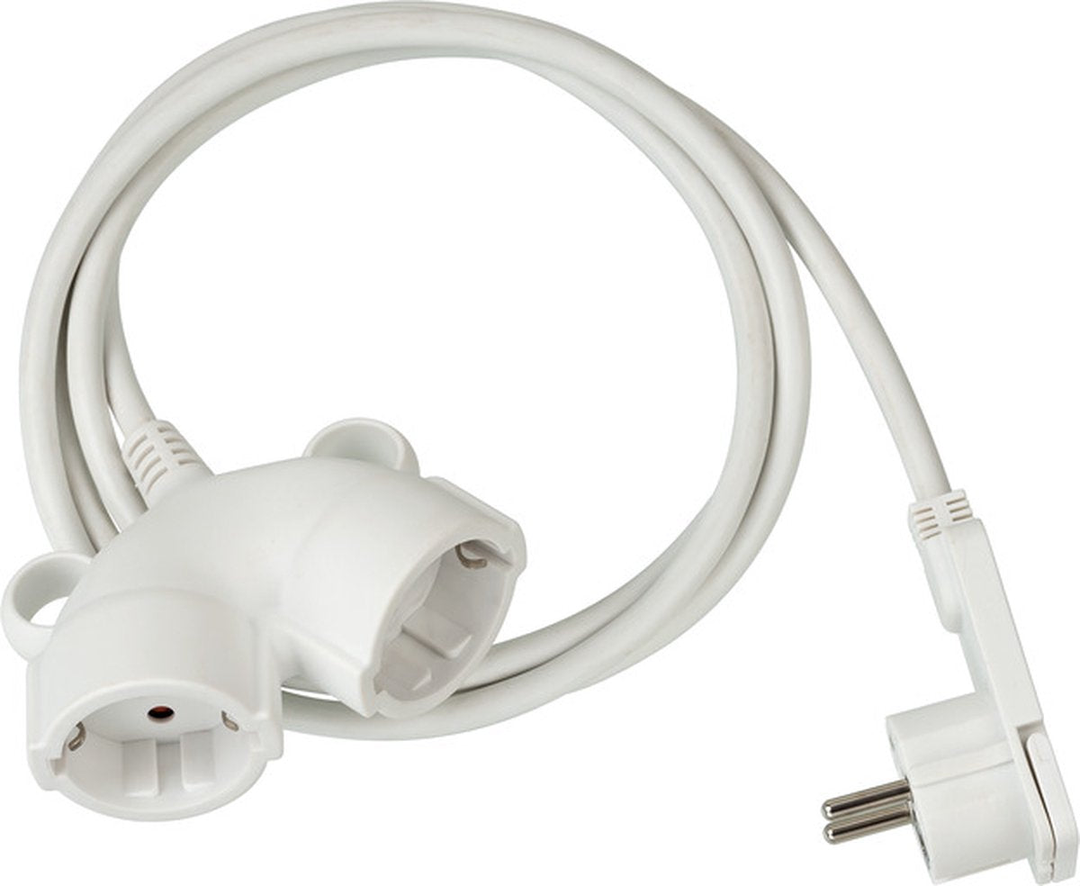 Brennerstuhl rallonge en plastique de haute qualité avec fiche plate (rallonge plate pour l'intérieur avec câble, rallonge d'alimentation avec double prise, rallonge 2 voies) blanc 10m blanc