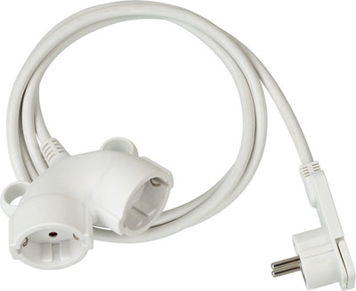 Brennerstuhl rallonge en plastique de haute qualité avec fiche plate (rallonge plate pour l'intérieur avec câble, rallonge d'alimentation avec double prise, rallonge 2 voies) blanc 10m blanc