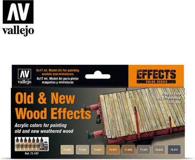 Vallejo hobby paint peinture acrylique - 71187 ancien - nouveaux effets bois - set de peinture acrylique - 8x 17 ml
