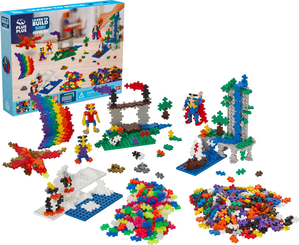 Plus-plus apprendre à construire un ensemble de construction de 1200 pièces - 3811 - jouets de construction - jouets de construction - ensemble avec blocs de construction - à partir de 5 ans