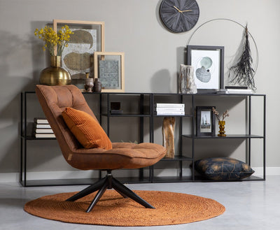 Fauteuil pivotant Woood Jouke - cuir artificiel - cognac - 97x70x85