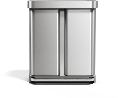 Poubelle à pédale rectangulaire Simplehuman de 58 litres - à deux compartiments (34 24) - avec rebord de poche - inox brossé