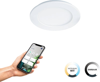 Lampe encastrable intelligente Eglo connect.z fueva-z - ø 12 cm - blanc - lumière blanche orientable - dimmable - zigbee