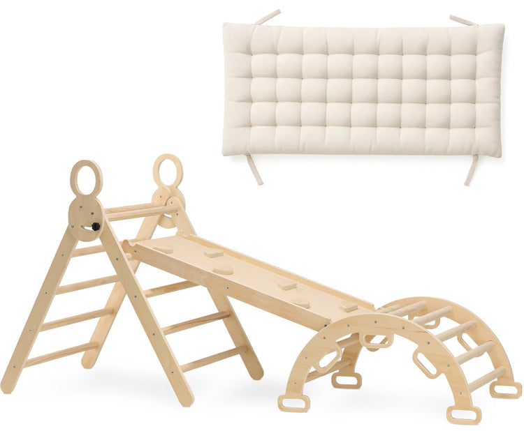 Triangle pliable Montessori XXL de luxe Deryan avec arche d'escalade, pente et toboggan - avec coussin 220x83x81cm