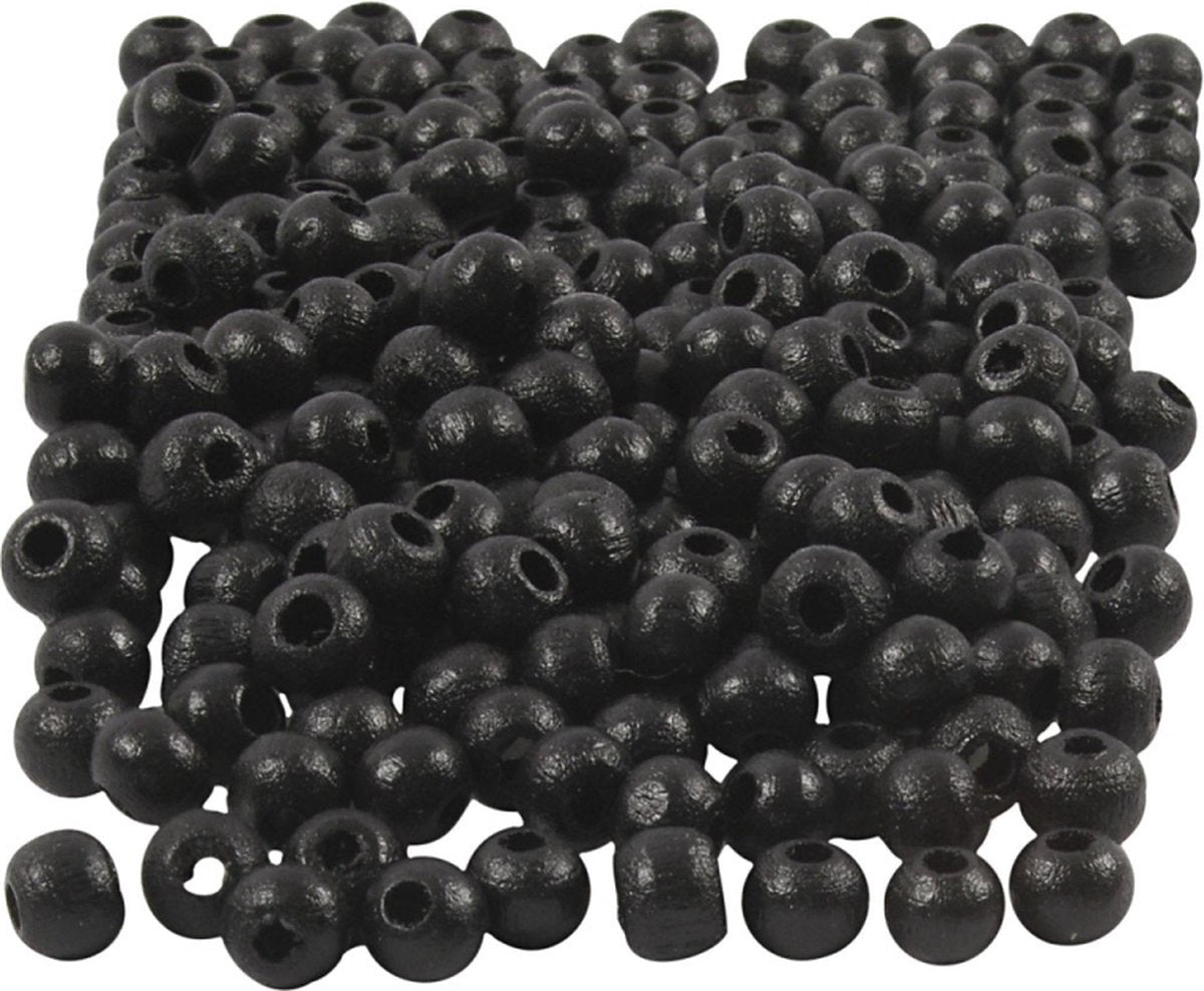 Creativ Company Wooden Beads Black, 150e.