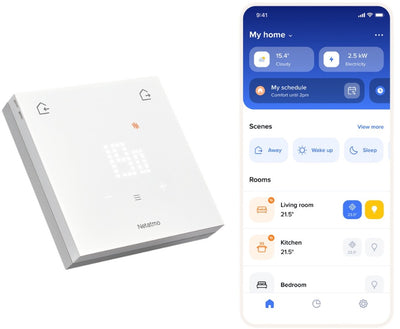 Thermostat intelligent Netatmo original – thermostat intelligent sans fil – contrôle par application, aperçu de la consommation d'économie d'énergie – compatible avec Apple Home, Google Home, Alexa Smartthings – blanc