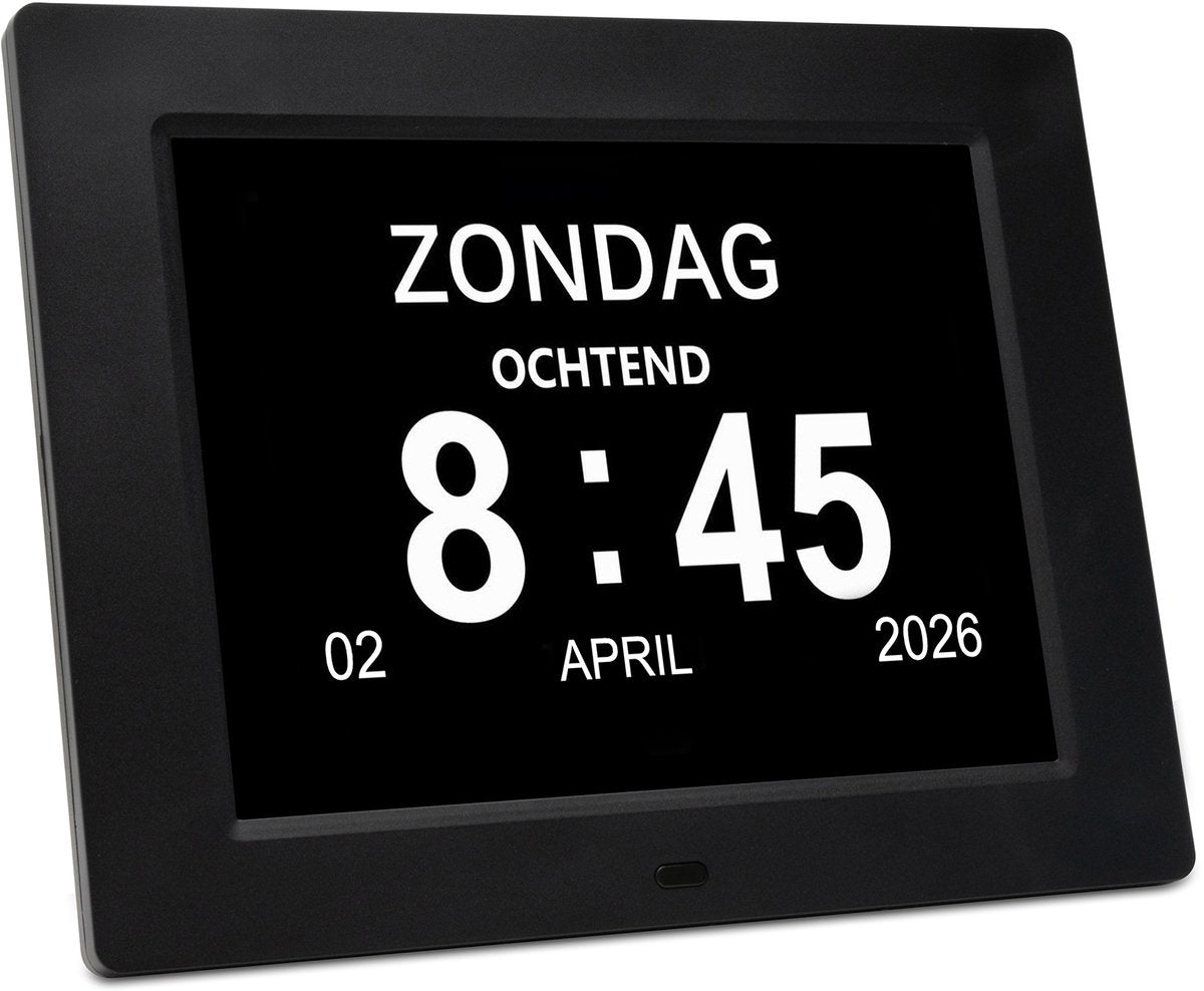 Pora co - horloge numérique pour la démence XL - horloge calendrier avec date et jour - fonction alarme - 7 pouces - horloge Alzheimer - interface différente à l'arrière, vous pouvez régler l'analogique ou le numérique