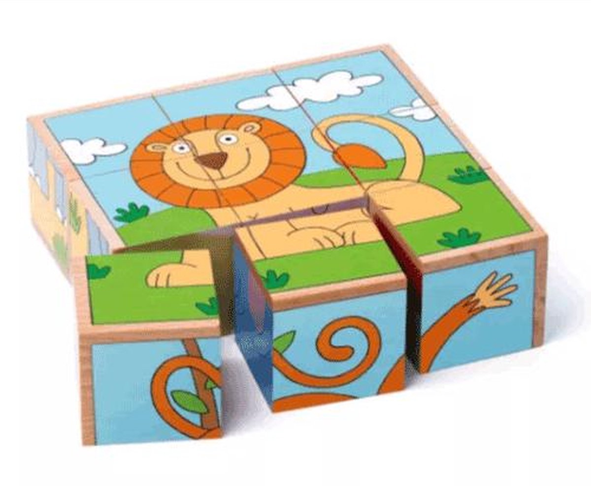 Animaux de puzzle en blocs de bois boisés - puzzle coloré pour les enfants.