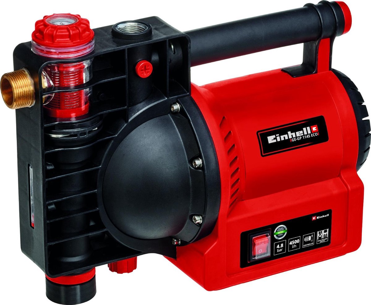 Pompe de jardin électrique Einhell ge-gp 1145 eco - 1100 w - 4500 l h - 4,8 bar - max. hauteur de refoulement : 48 m - max. hauteur d'aspiration : 8 m