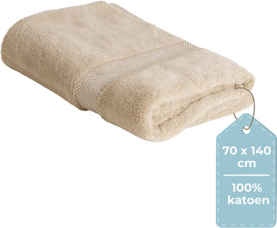 Faire taire. serviette de bain Living Hush Living - par pièce - 70×140 cm - 100% coton - qualité lourde 500g m2 - bordure élégante et boucle de suspension - sable