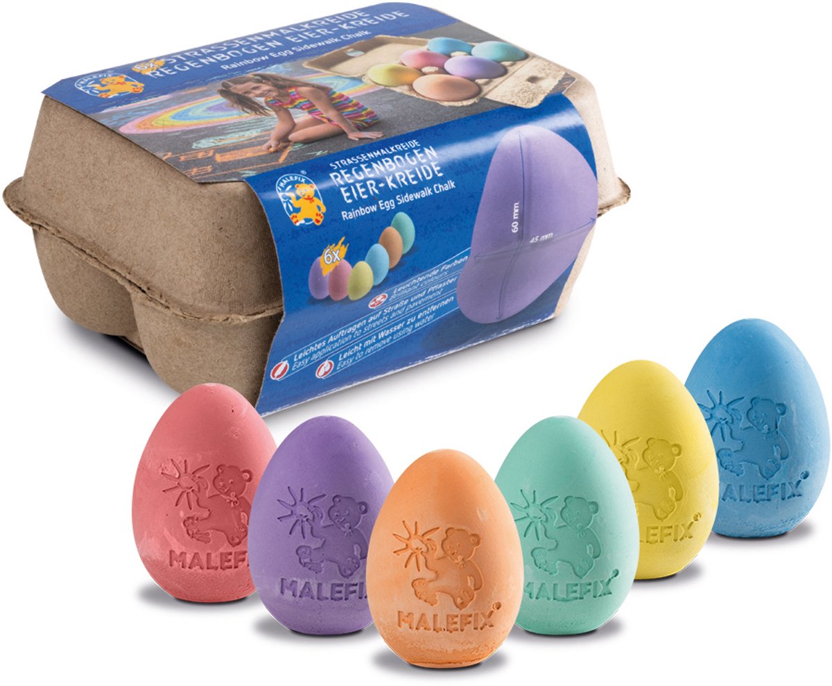Craie de trottoir Pustefix - carton d'oeufs 6 pièces - forme spéciale - donne de la couleur au monde - 4 ans