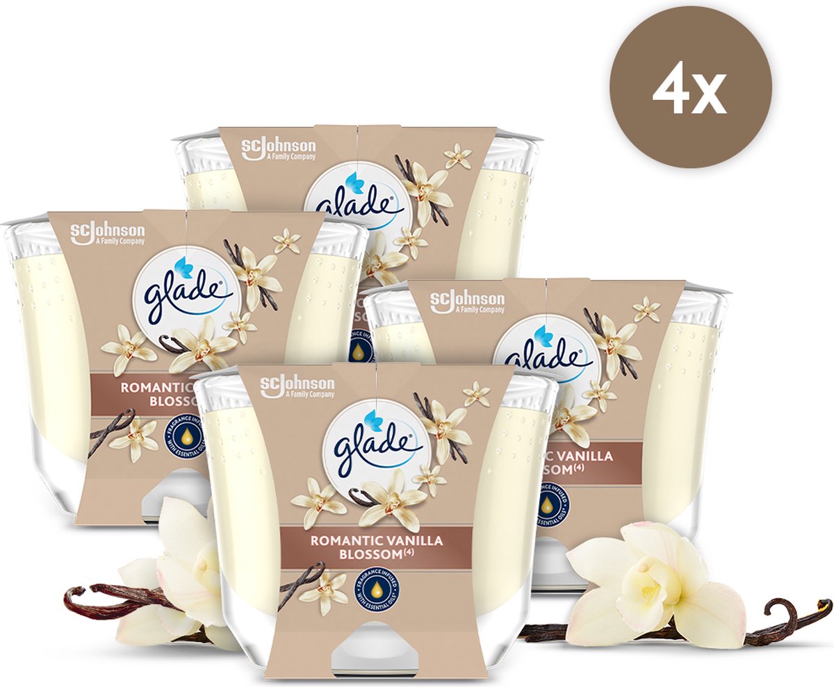 Glade bougie longue combustion romantique fleurs de vanille 100% cire de colza
