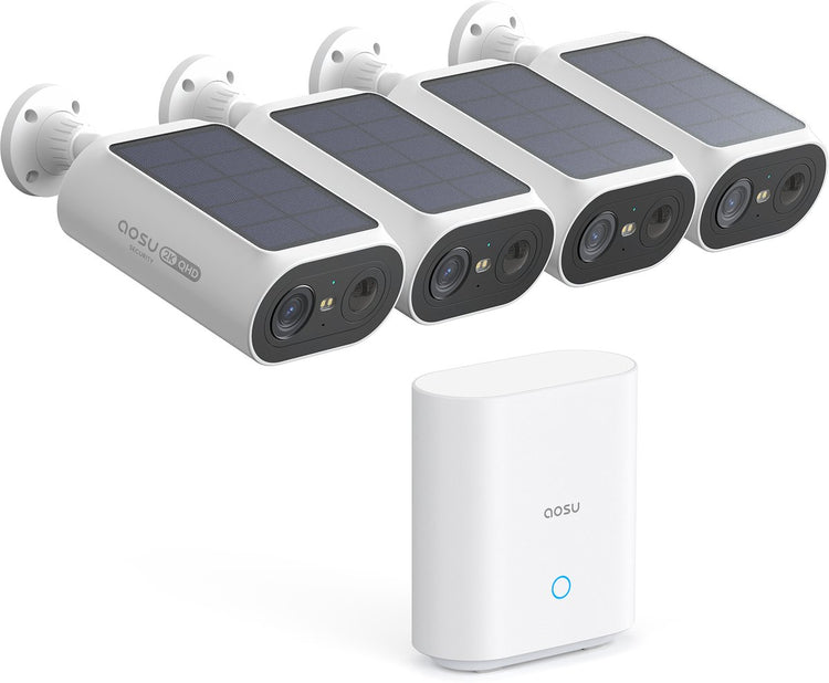 Aosu solarcam p1 se - 4 caméras de sécurité avec résolution 2k - énergie solaire - audio 2 voies - ai