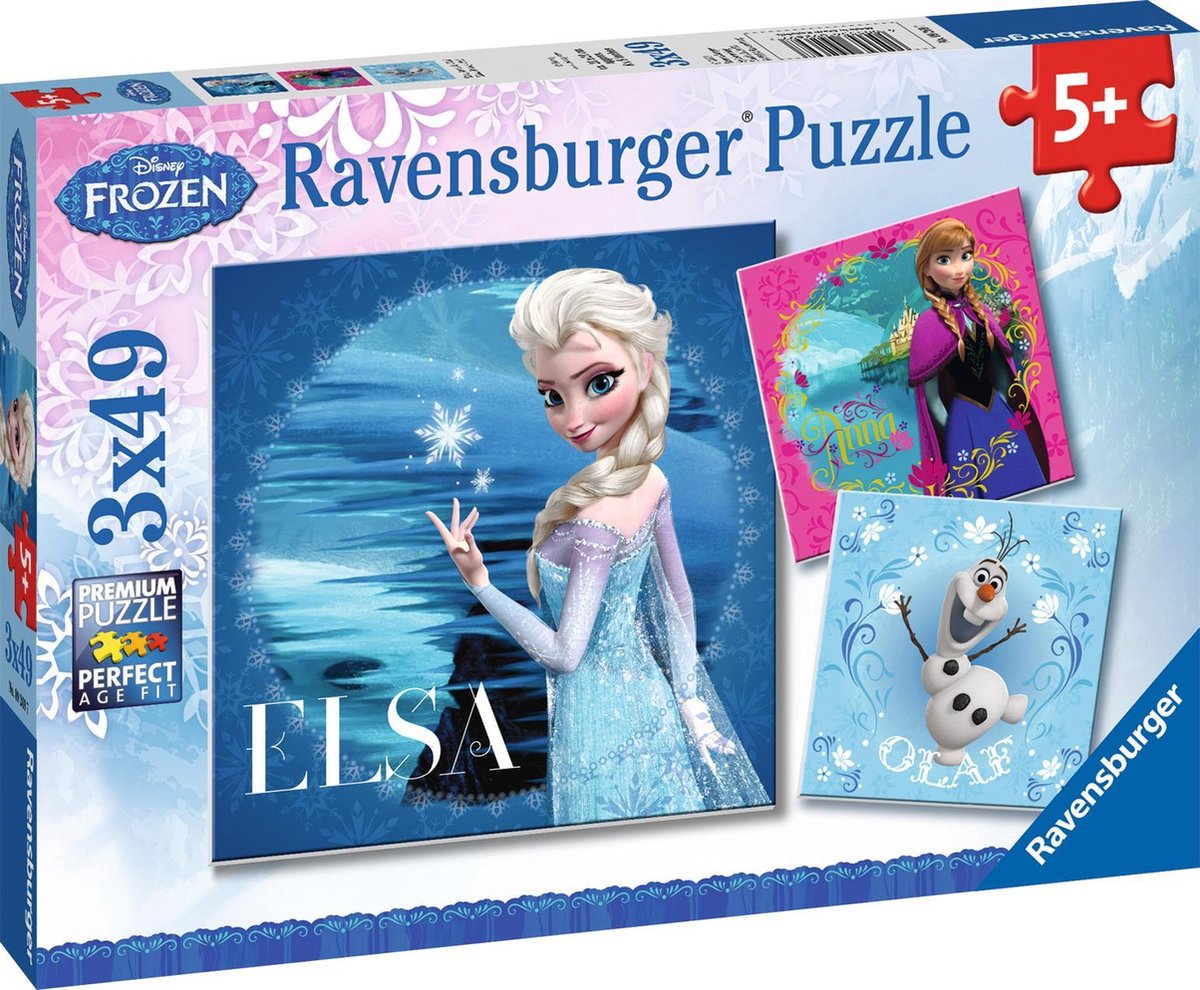 Ravensburger - Puzzle gelé: Elsa Anna Olaf 3x49st.
