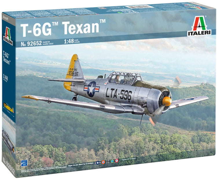 Italeri – kit de construction d'avions – 92652, avion d'entraînement nord-américain t-6g texan – avion à hélice américain en plastique – 1:48 – modélisme