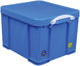 Boîte de rangement vraiment utile 35 litres | bleu fluo avec poignées blanches