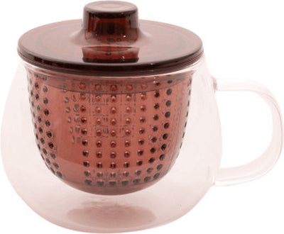 Tasse à thé Point-virgule avec filtre en verre borosilicate et plastique aubergine 300ml