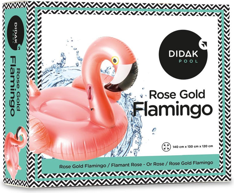 Didak pool porteur flamant rose - figurine gonflable - or rose - 140x130x120 cm - gonflable