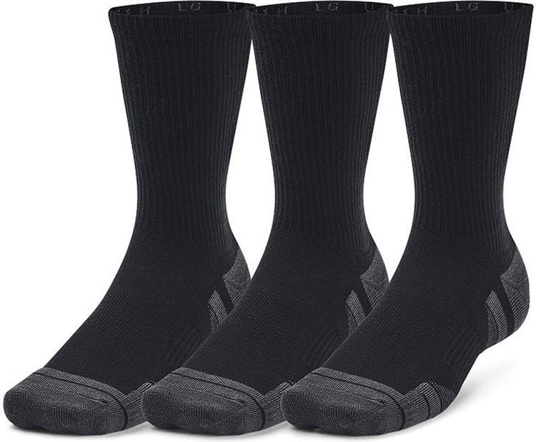 Under armour ua performance tech 3pk crew-blk chaussettes de sport unisexes - noir - gris jet
