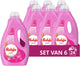 Robijn - lessive liquide - sensation rose - 6 bouteilles - 144 lavages - pack économique