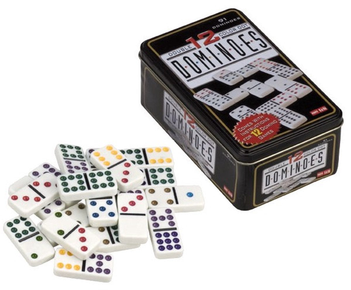 Jeux chauds domino double 12 en couleur points en conserve.