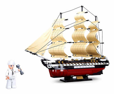 Sluban modèle briques uss constitution frégate voilier ensemble de construction modèle de bateau kit de construction pour enfants adultes à partir de 12 ans - boîte de construction avec 1118 blocs de construction m38-b0836