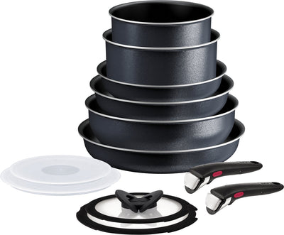 Tefal ingenio so light - set de casseroles - 12 pièces - induction - empilable - poignées amovibles - peu encombrant