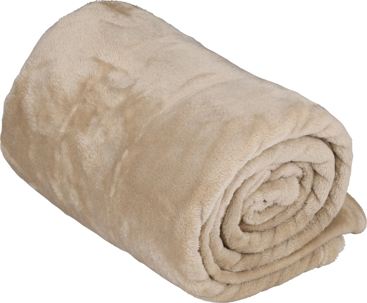 Arti casa couverture polaire 150 x 200 cm - couverture à carreaux pour le canapé, le lit ou l'extérieur - décoration de la maison salon et chambre - matière super douce - beige