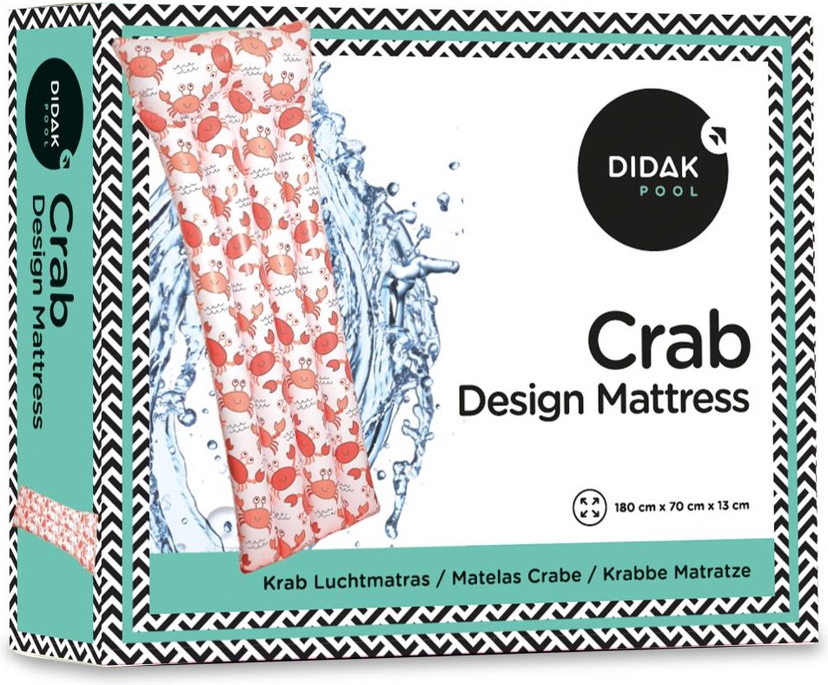 Didak piscine matelas pneumatique crabe - matelas pneumatique - 180x70x13 cm - gonflable