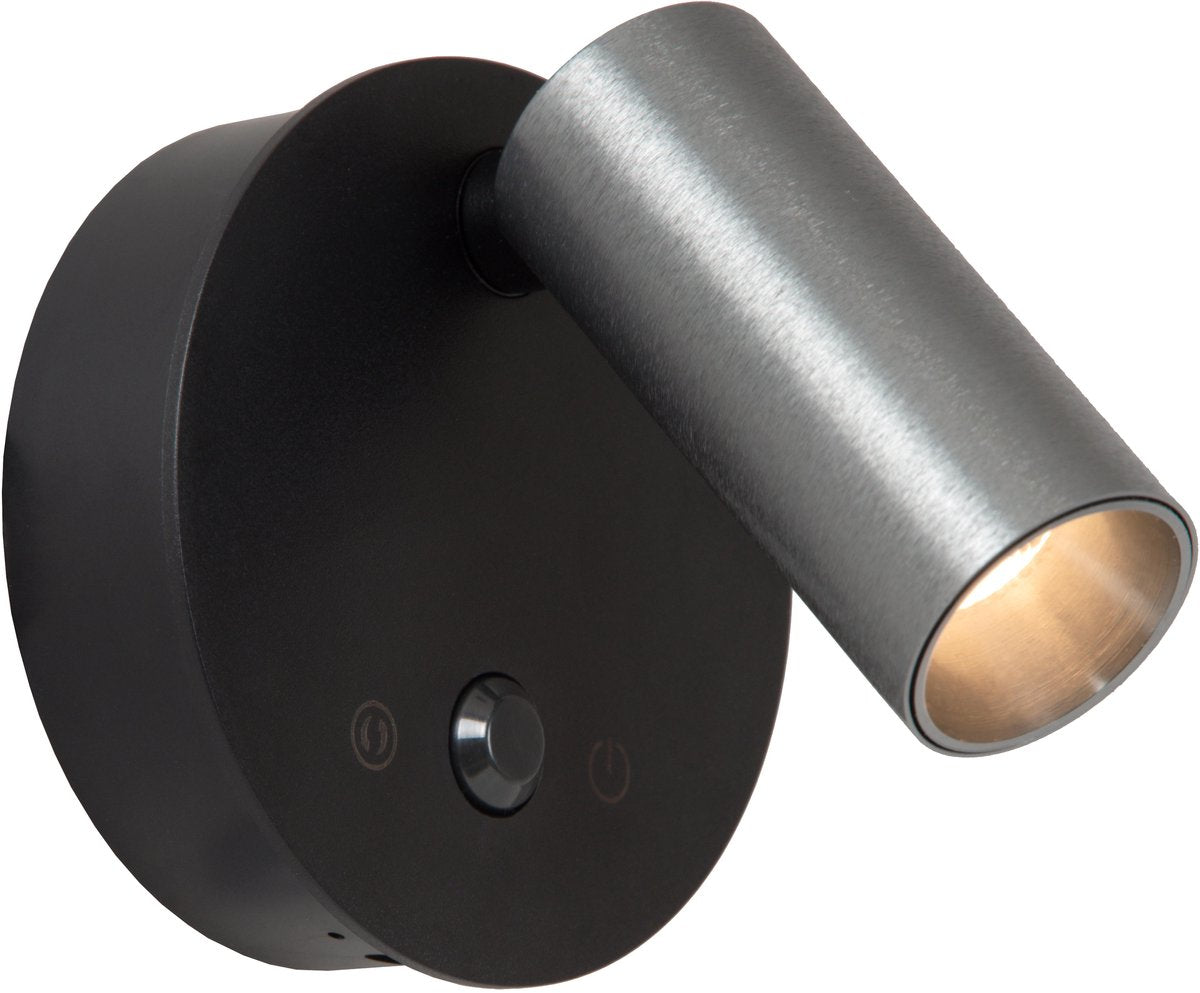 Lucide toni - applique murale spot rechargeable - batterie rechargeable - ø 8,1 cm - LED dimmable - CCT - 1x2W 2700K 4000K - détecteur de mouvement (commutable) - magnétique - fonte grise