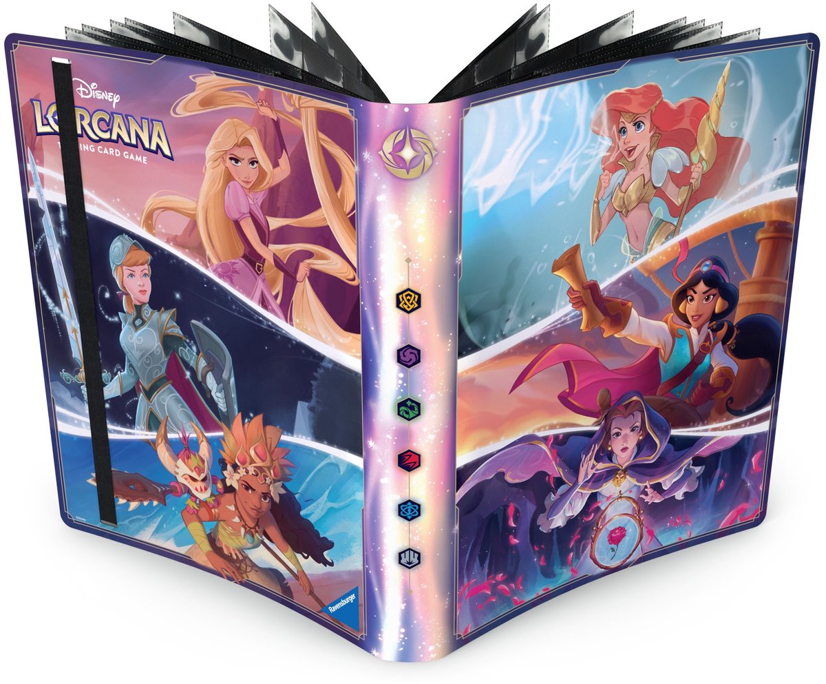 Album de cartes Disney Lorcana à 9 pochettes La Belle et la Bête – classeur de cartes à collectionner pour plus de 180 cartes