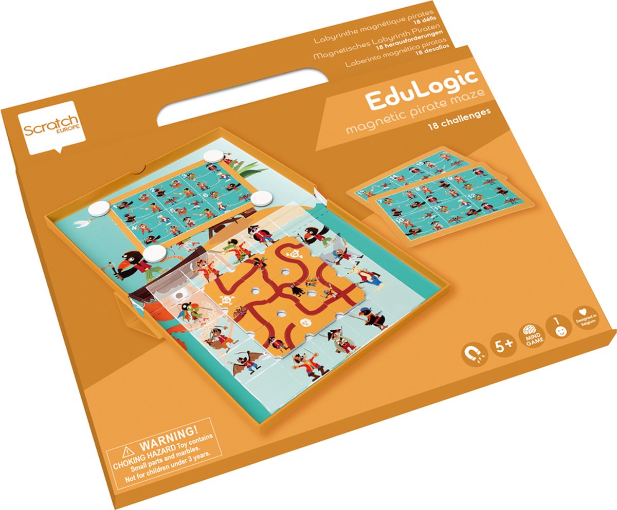 Jouet labyrinthe magnétique à gratter - labyrinthe de pirates avec 20 défis.