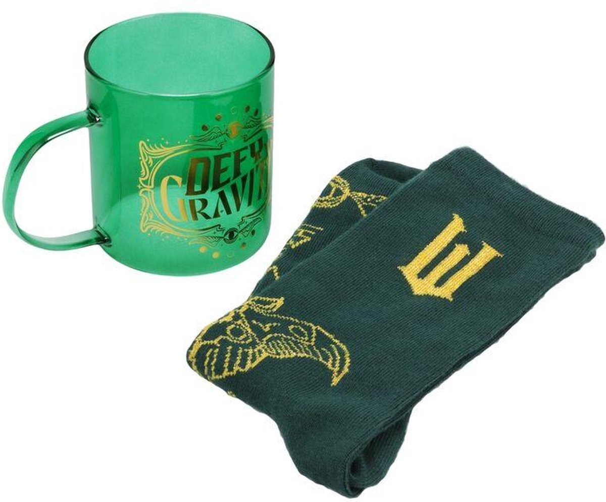 Paladone wicked glass mug chaussettes ensemble - coffret cadeau de film sous licence officielle avec tasse verte chaussettes émeraude -