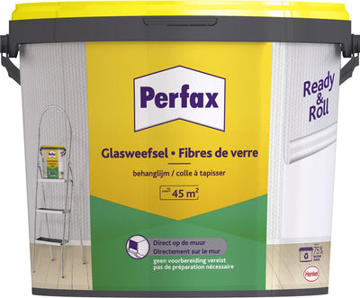 Perfax colle pour papier peint en tissu de verre en rouleau prêt à l'emploi 9 kg | la solution ultime pour le papier peint en fibre de verre | adhésif en fibre de verre facile à appliquer | colle à papier peint transparente pour une adhérence durable