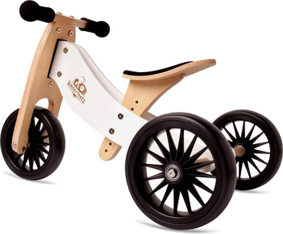 Tricycle draisienne en bois Kinderfeets 2 en 1 tiny to plus - blanc