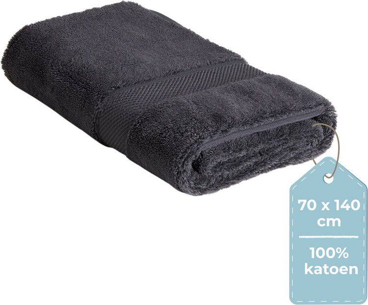Faire taire. serviette de bain Living Hush Living - par pièce - 70×140 cm - 100% coton - qualité lourde 500g m2 - bordure élégante et boucle de suspension - anthracite