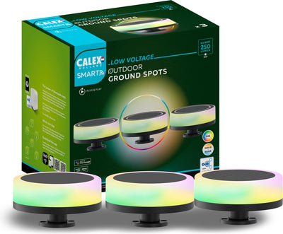 Éclairage de jardin extérieur intelligent Calex 24 V - lot de 3 éclairages de chemin - spot au sol intelligent - RVB et lumière blanche chaude - noir