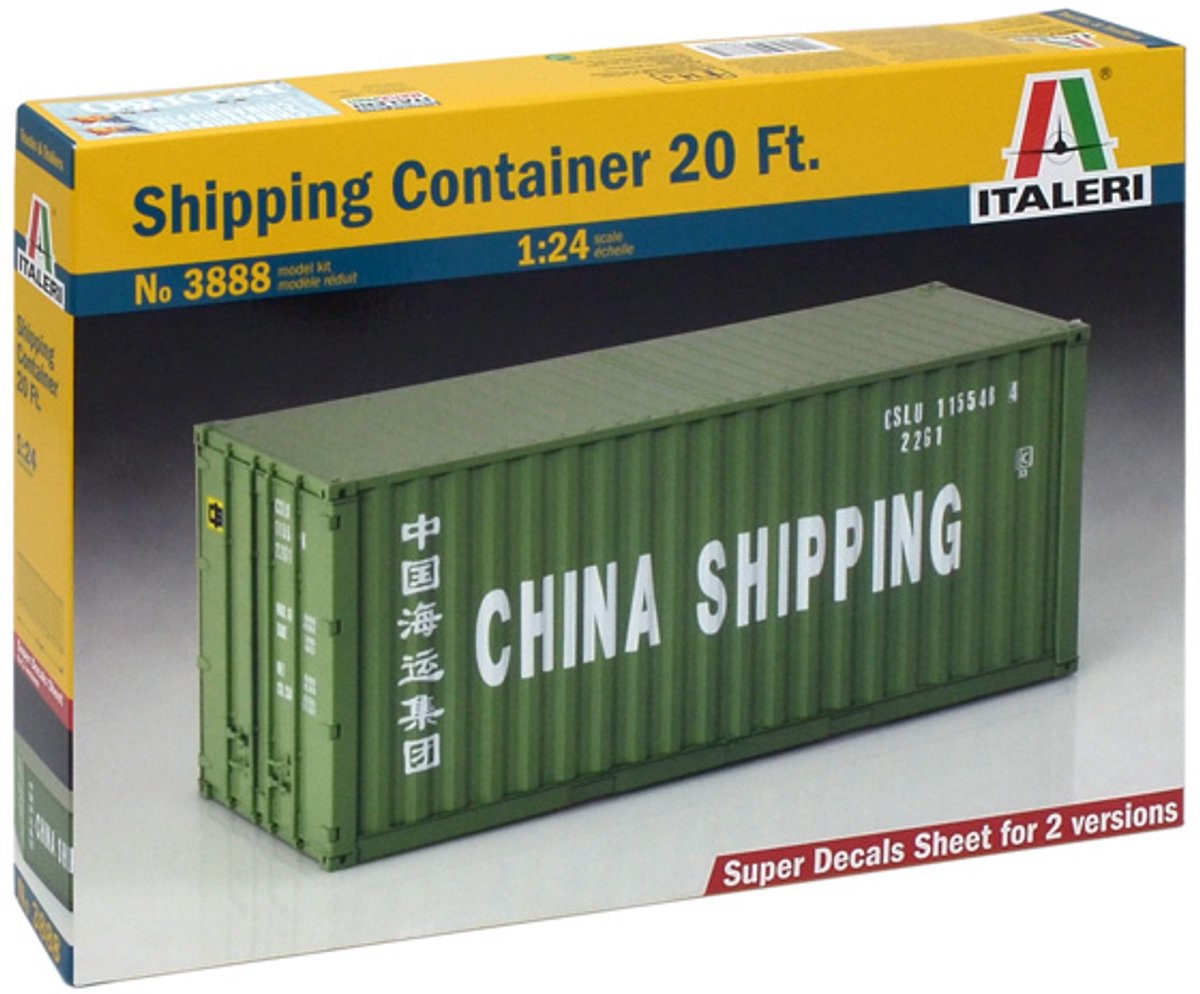 Kit de construction de maquettes de navires Italeri - 3888 Conteneur d'expédition de 20 pieds en plastique - 1:24 - modélisme