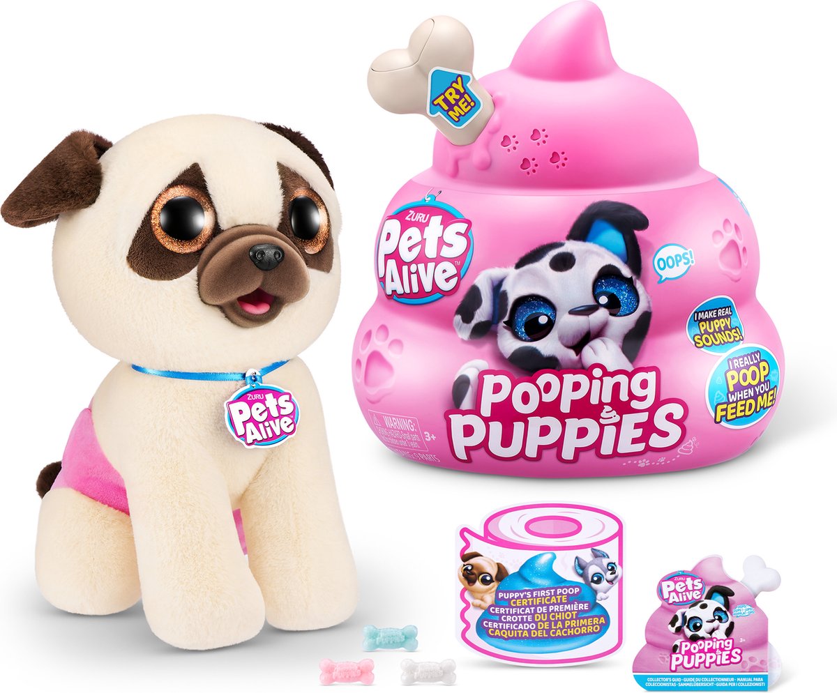 Pets Alive Zuru - - chiots qui font caca - 27 cm - carlins