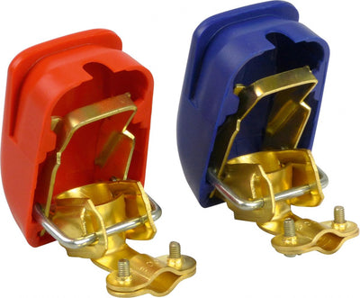 Jeu de pinces de batterie Carpoint – DIN 800w – plus moins – laiton – dégagement rapide – isolé – pour batterie de voiture