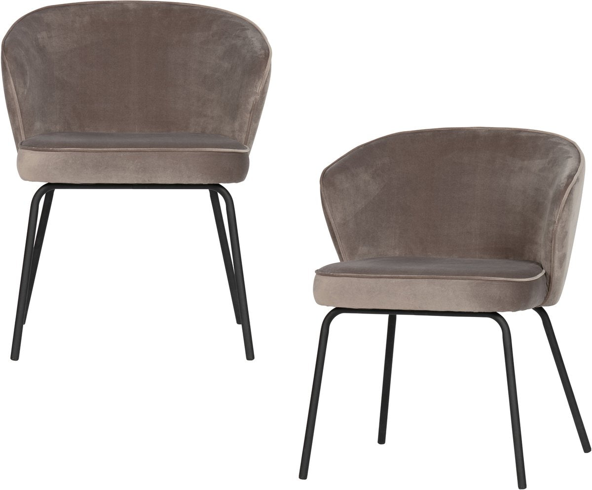 Woood admet chaises de salle à manger - velours - kaki - lot de 2