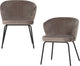 Woood admet chaises de salle à manger - velours - kaki - lot de 2
