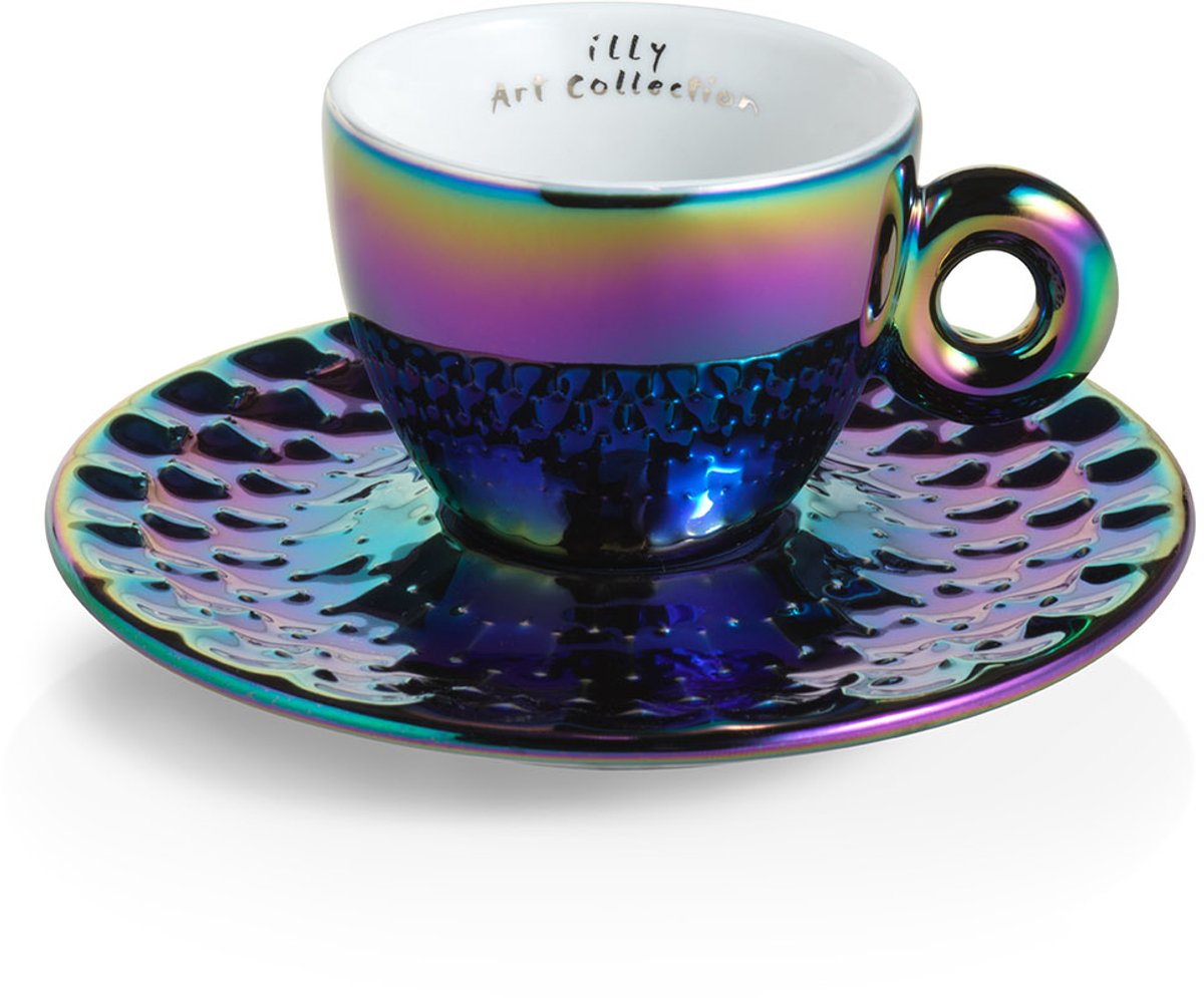 Collection d'art Illy - cuir John Arm - coffret cadeau avec deux tasses à expresso et soucoupes