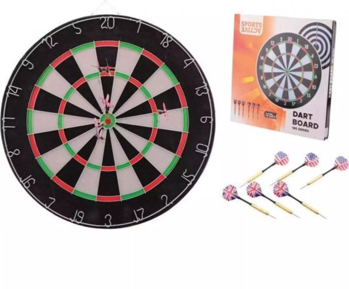 Cible de fléchettes Benson avec 6 flèches - conception durable - accessoires inclus