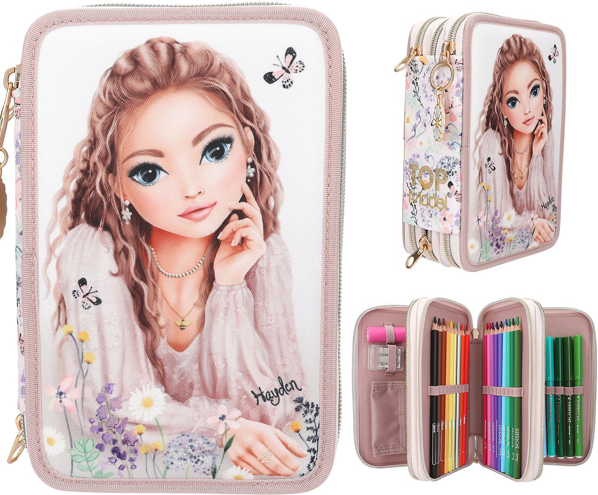 Depesche - trousse à crayons 3 compartiments top modèle - sensation d'été