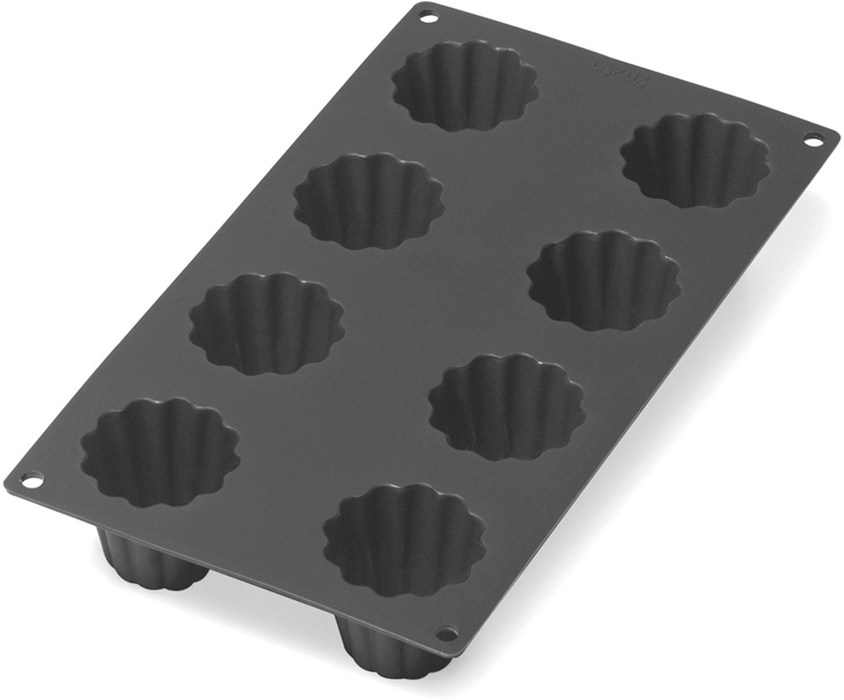 Lékué moule à tarte 8 mini cannelés bordelais - silicone - noir