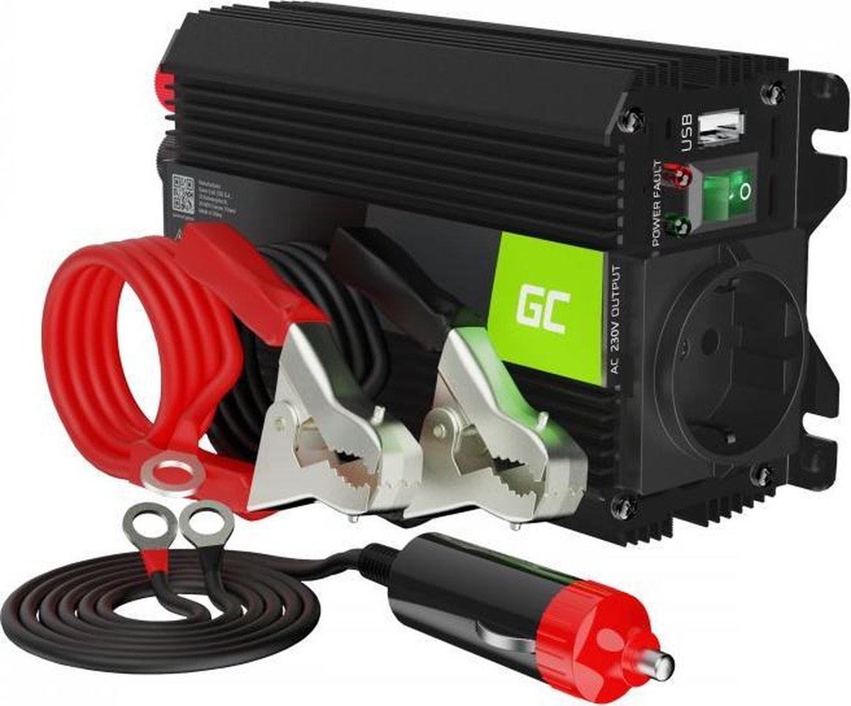 Convertisseur de tension de cellule verte onduleur pro 24v à 230v 300w 600w onde sinusoïdale modifiée.