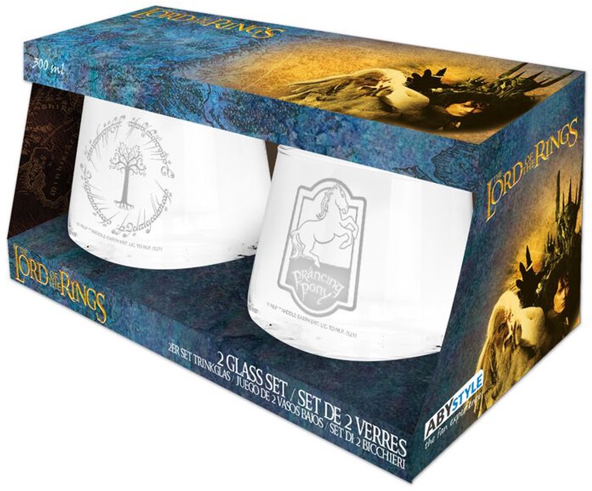 Le Seigneur des Anneaux lot de 2 verres - ensemble de lunettes unisexe poney cabré et gondor - transparent - standard