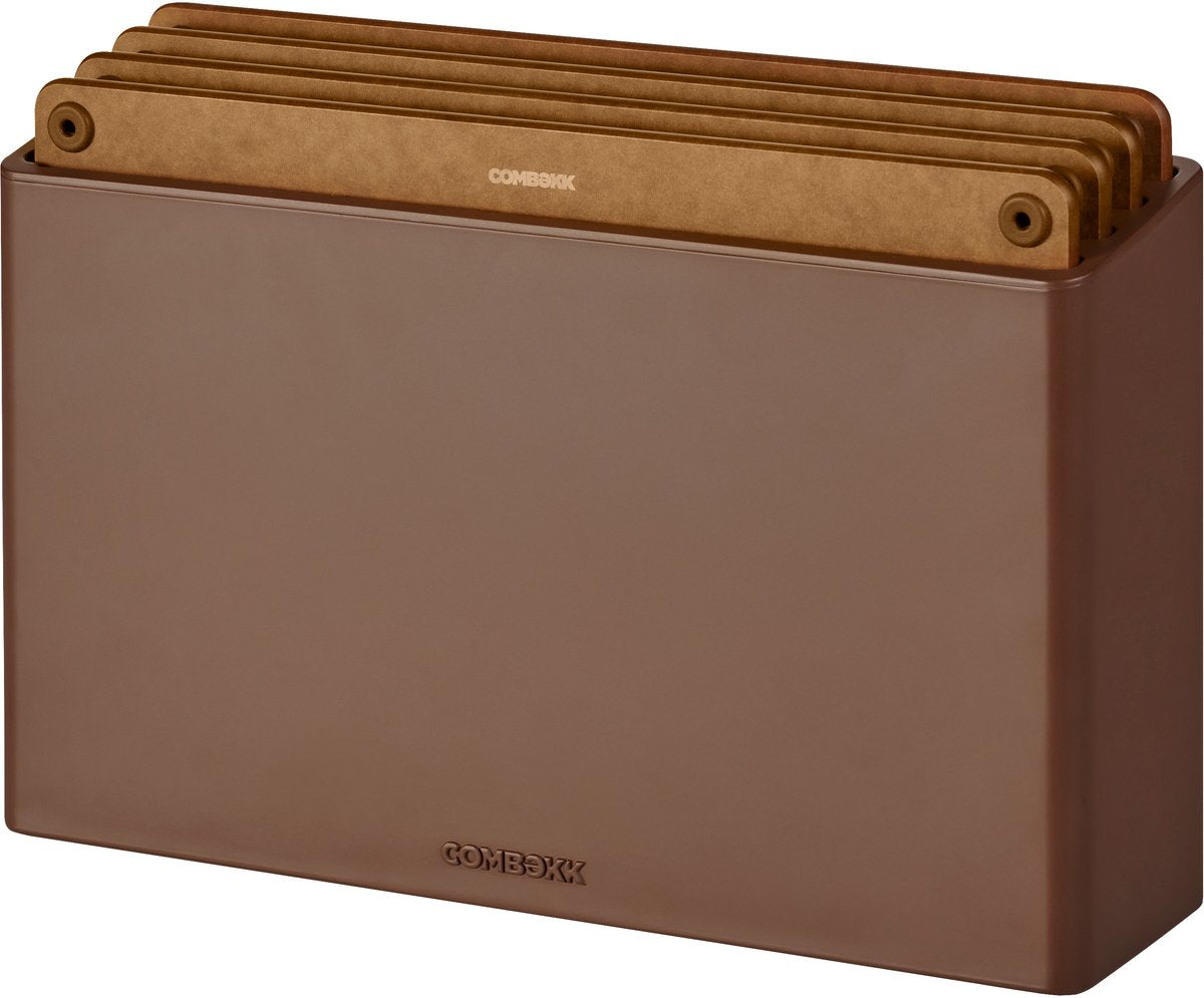 Ensemble de planches à découper Combekk 4pcs - Bois pressé ABS et FSC 100% recyclé - sans microplastique - antibactérien - passe au lave-vaisselle - marron - 20x30 cm